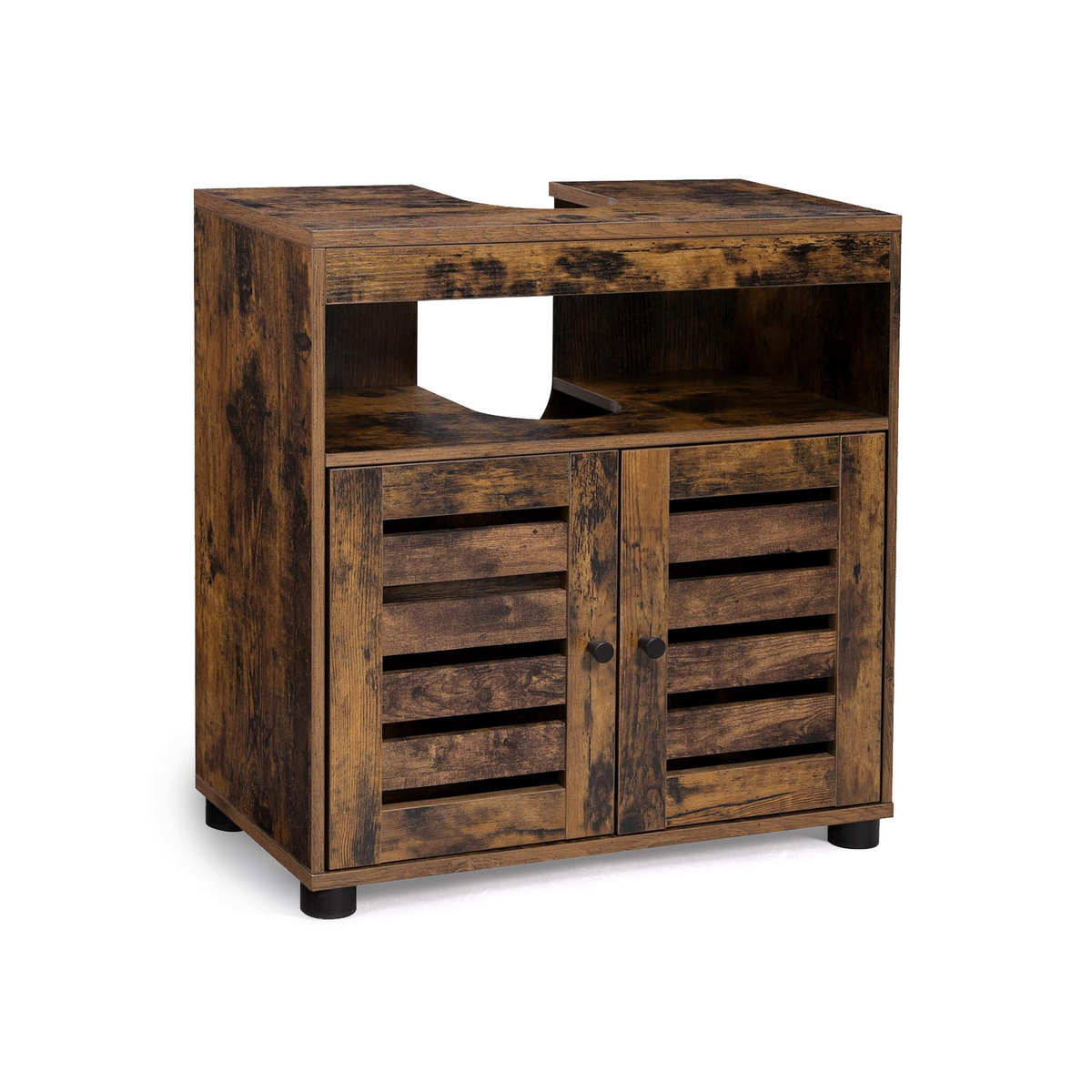 VASAGLE servantskap, 60 × 30 × 63 cm, justerbar hylle, rustikkbrun, BBK04BX