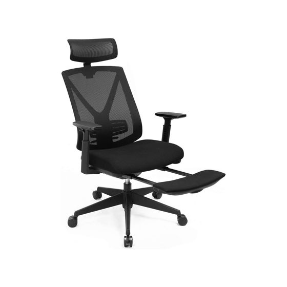 Songmics kontorstol, justerbar, med fotstøtte, svart, OBN61BKV1
