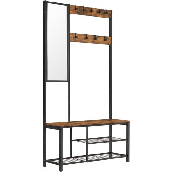 Vasagle knaggrekke, 36 × 98 × 185 cm, rustikkbrun/svart, HSR050B01V1