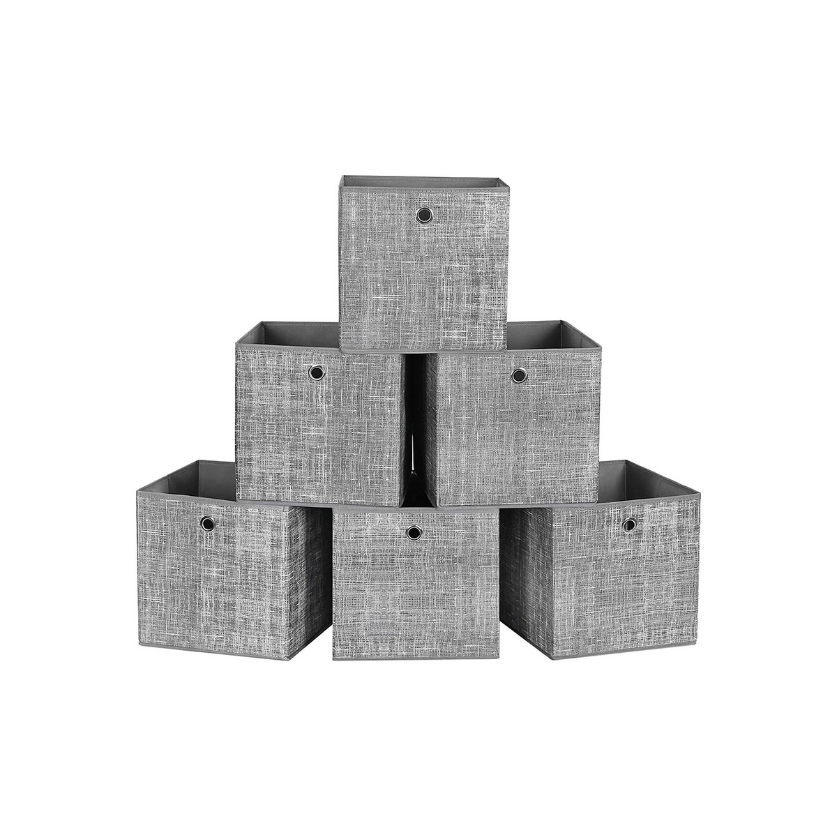 SONGMICS oppbevaringsbokser, 6-pakning, 30 × 30 × 30 cm, sammenleggbar, grå, RFB02LG-3