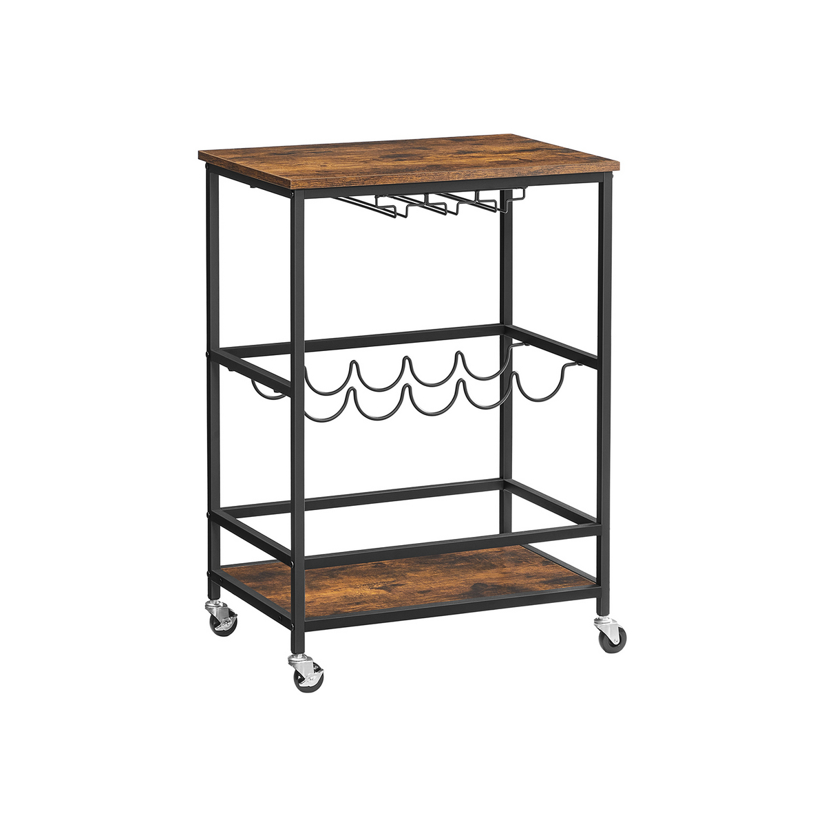 VASAGLE oppbevaringsvogn, 60 × 40 × 75 cm, vintagebrun/svart, LRC087B01