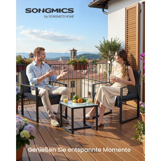 Songmics sidebord, 3-pakning, svart, GGF010B01