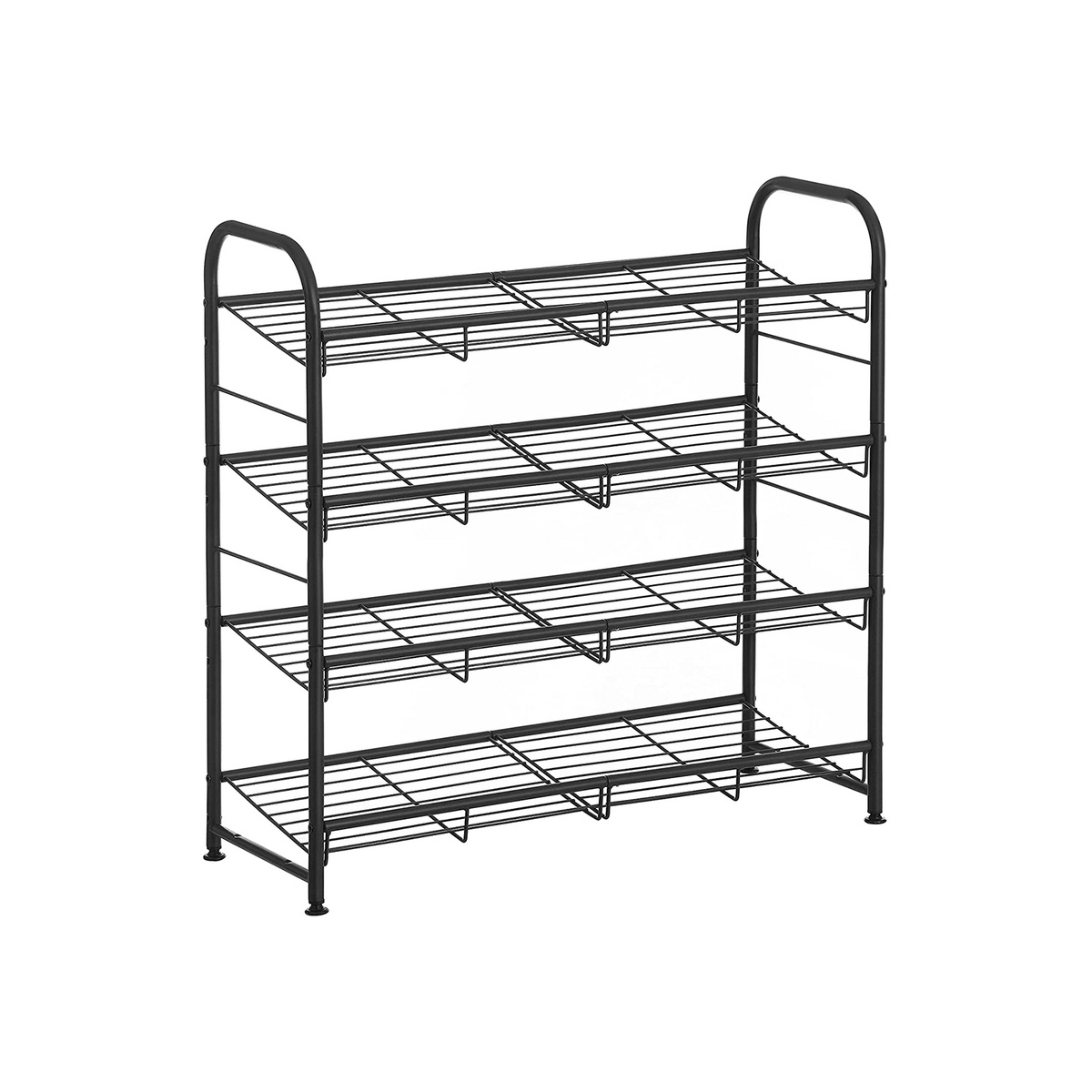 SONGMICS skostativ, 4 nivåer, 68.5 × 27.5 × 65 cm, stabelbar, svart, LMR067B01