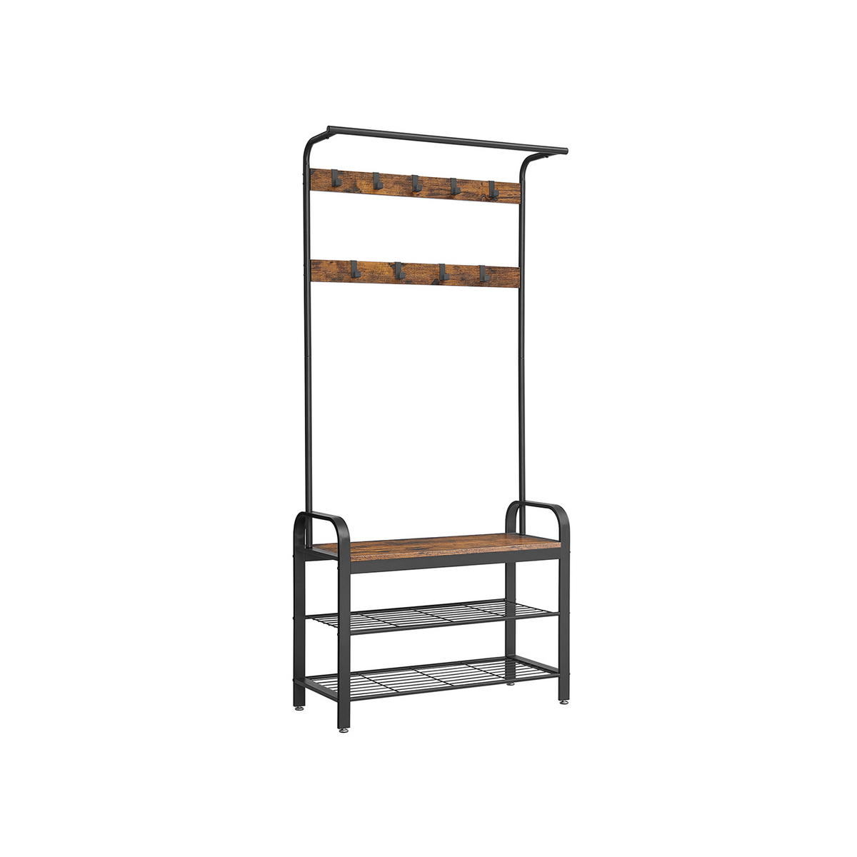 VASAGLE knaggrekke, 33.7 × 84 × 183 cm, rustikkbrun/svart, HSR400B01
