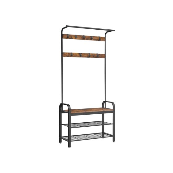 Vasagle knaggrekke, 33.7 × 84 × 183 cm, rustikkbrun/svart, HSR400B01