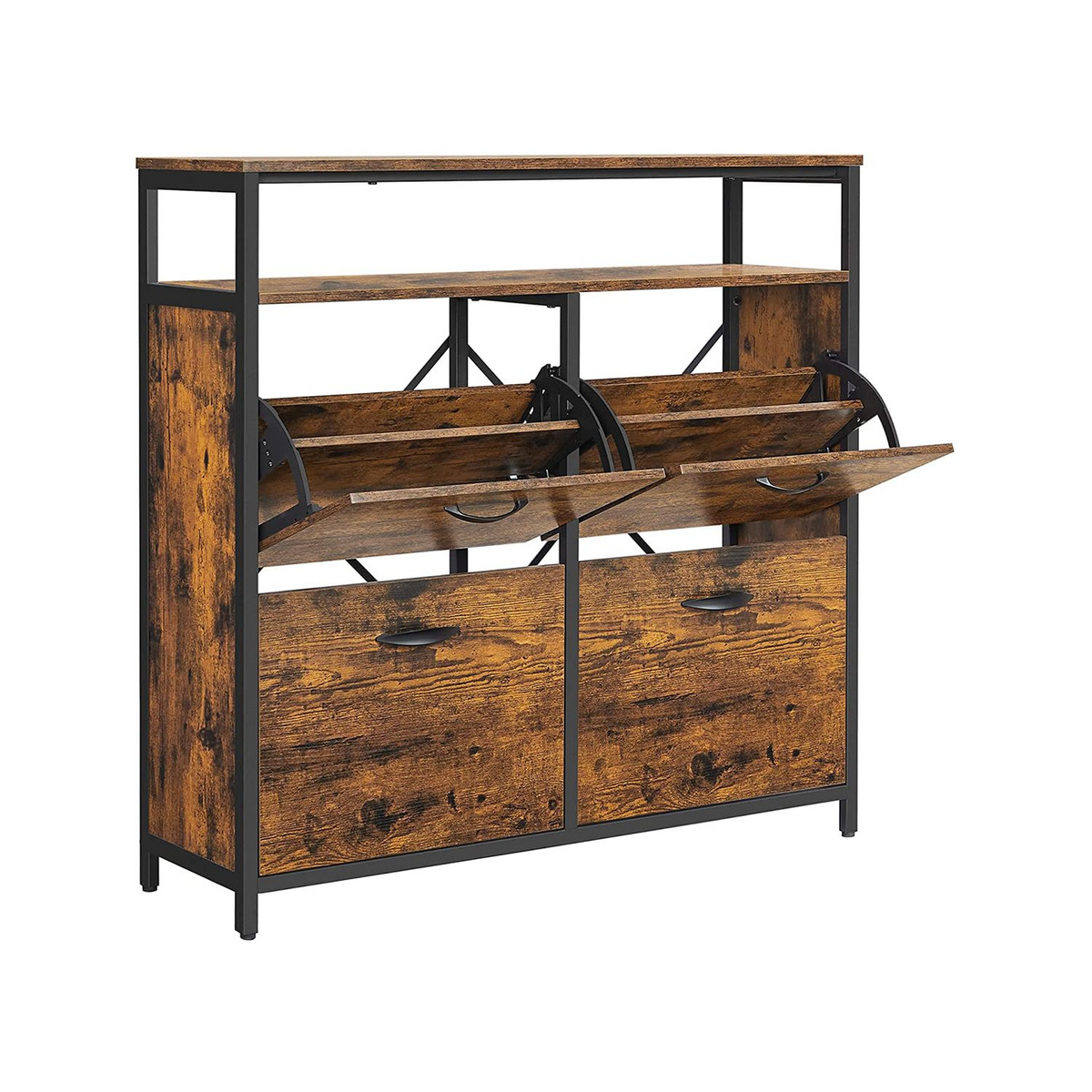 VASAGLE skoskap, 98.3 × 30 × 95 cm, vintagebrun/svart, LBS803B01