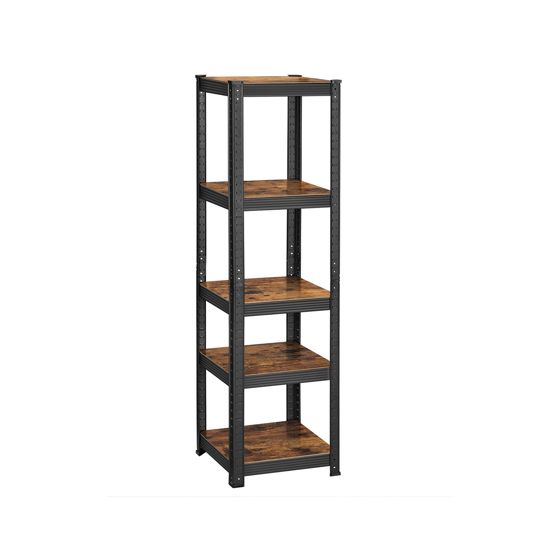 Songmics hyllereol, 37 × 37 × 150 cm, justerbar, rustikkbrun/svart, GLR037B01
