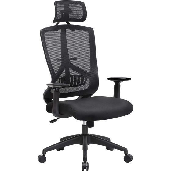 Songmics skrivebord, justerbar, svingbar, svart, OBN53BK