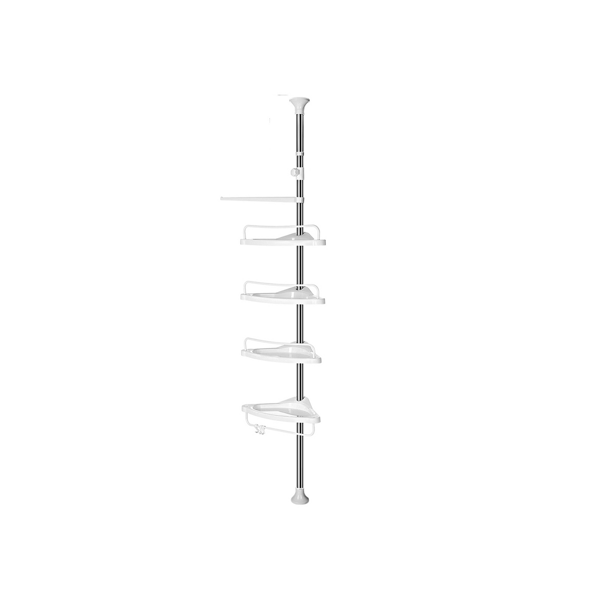 SONGMICS hjørnehylle, 3 kroker, 95–300 cm, justerbar, hvit/sølv, BCB02SW