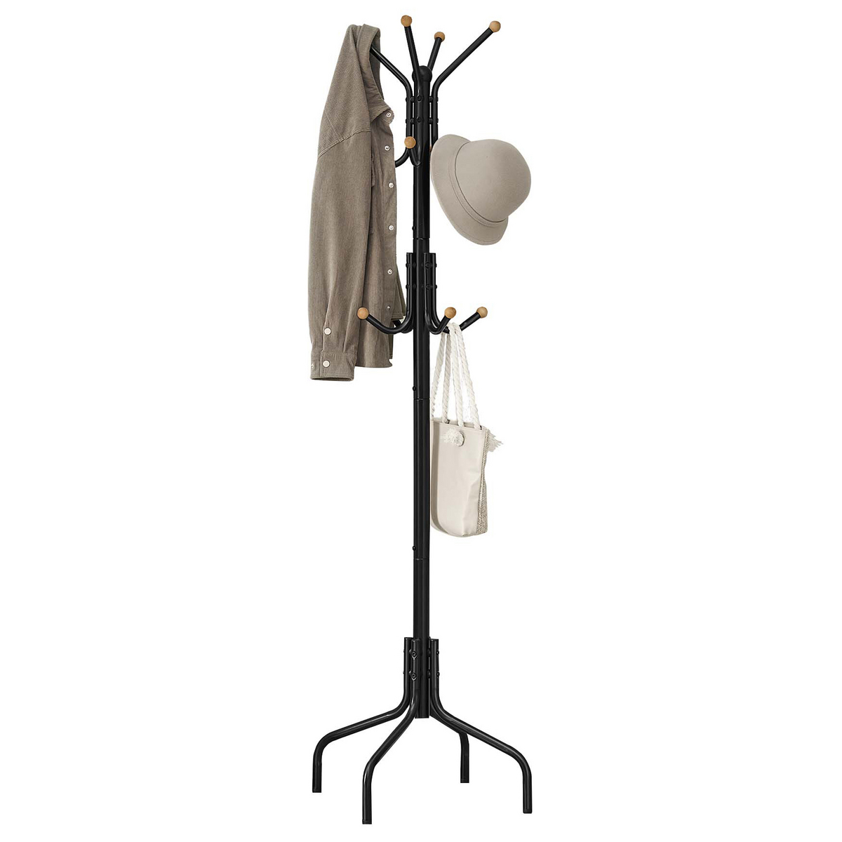 SONGMICS knaggrekke, 12 kroker, svart, RCR031B01