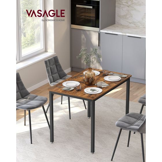 Vasagle spisebord, 70 × 110 × 77 cm, rustikkbrun/svart, KDT081B01