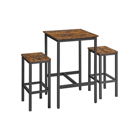 Vasagle barbord, 60 × 60 × 90 cm, vintagebrun/svart, LBT017B01