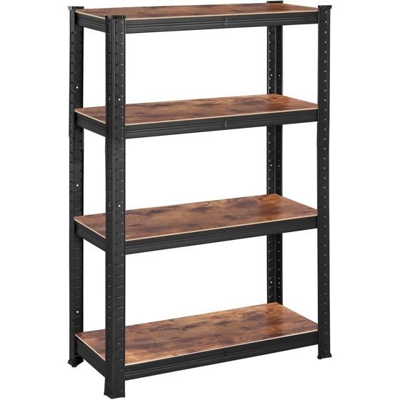 Songmics hyllereol, 40 × 80 × 160 cm, justerbar, rustikkbrun/svart, GLR044B11