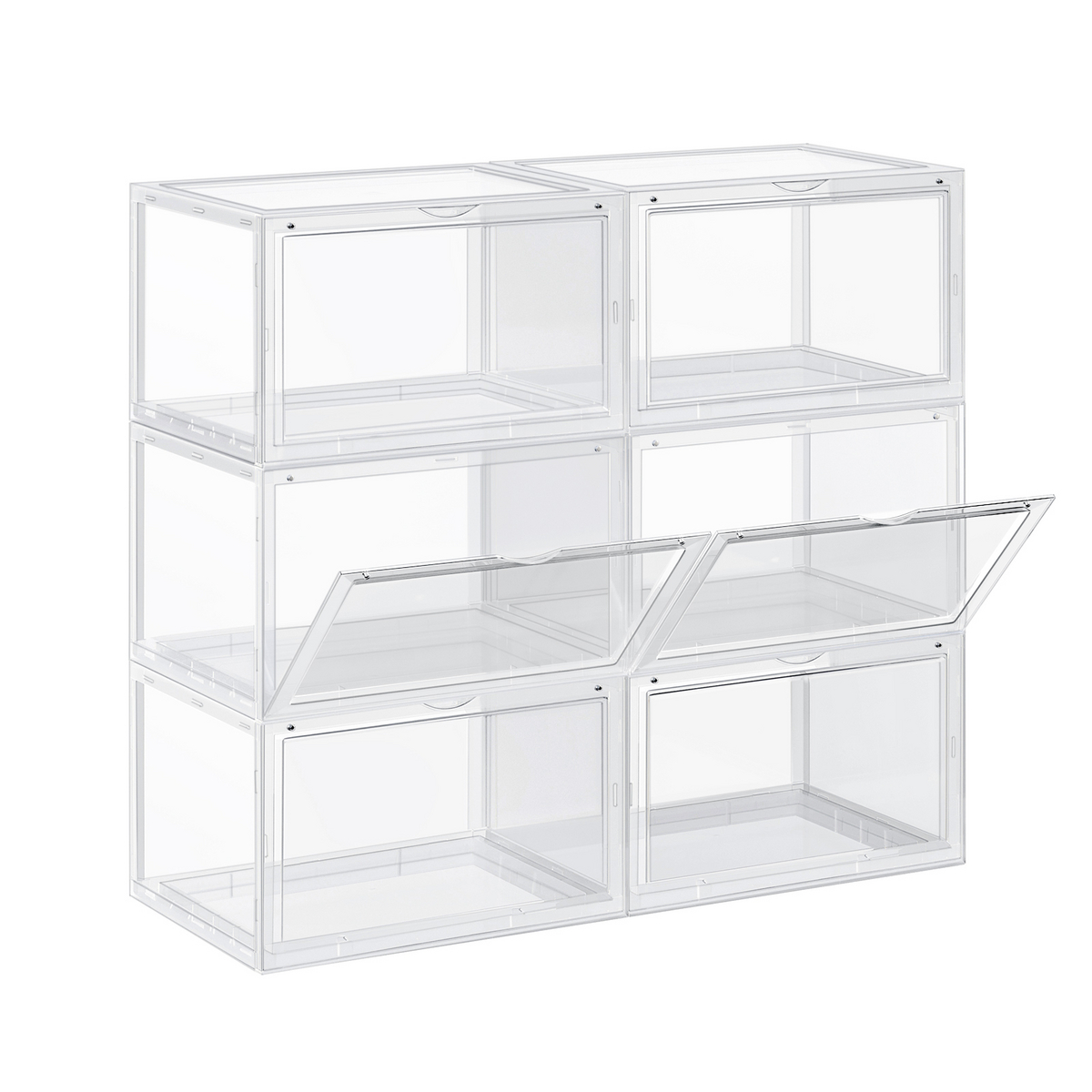 SONGMICS skoesker, 6-pakning, 36 × 28 × 22 cm, stabelbar, LSP06CW