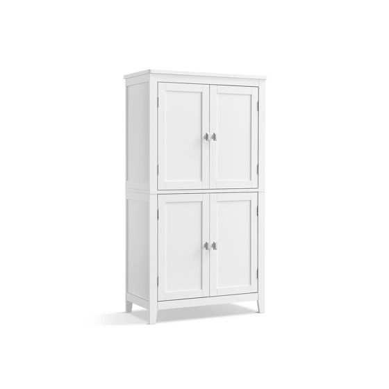 Vasagle oppbevaringsskap, 4 dører, 11.8 × 23.6 × 43.3 tommer, justerbar hylle, frittstående, hvit, UBBC552P31