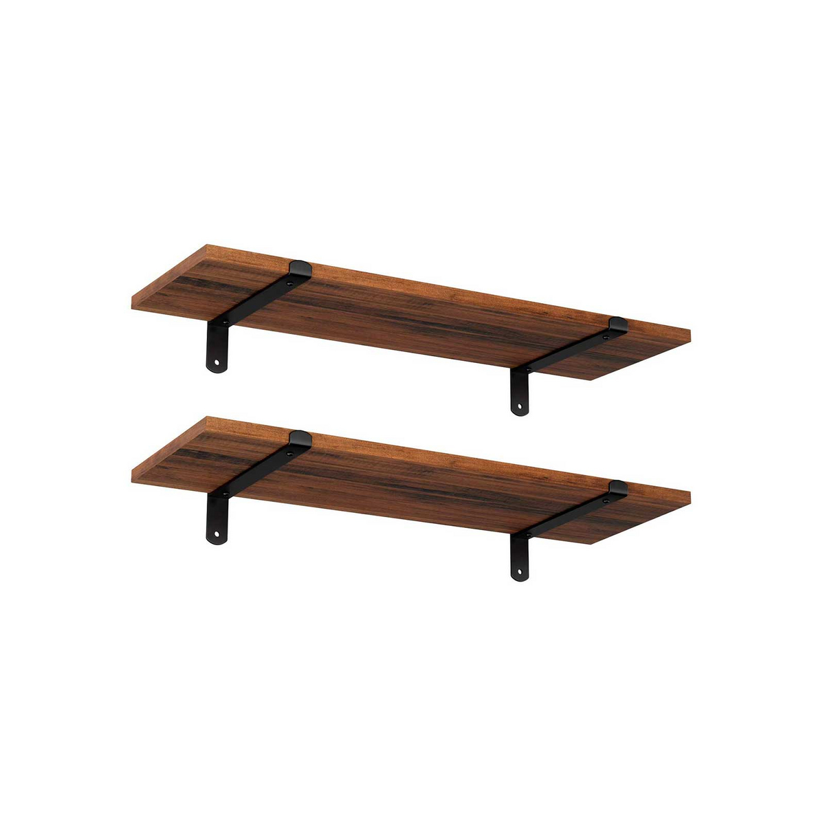 SONGMICS vegghylle, 2-pakning, 60 × 20 × 7 cm, brun/svart, LWS04NB