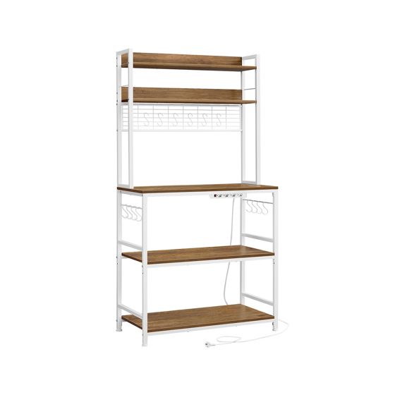 Vasagle kjøkkenhylle, 14 kroker, 40 × 80 × 170 cm, brun, KKS025W41EU