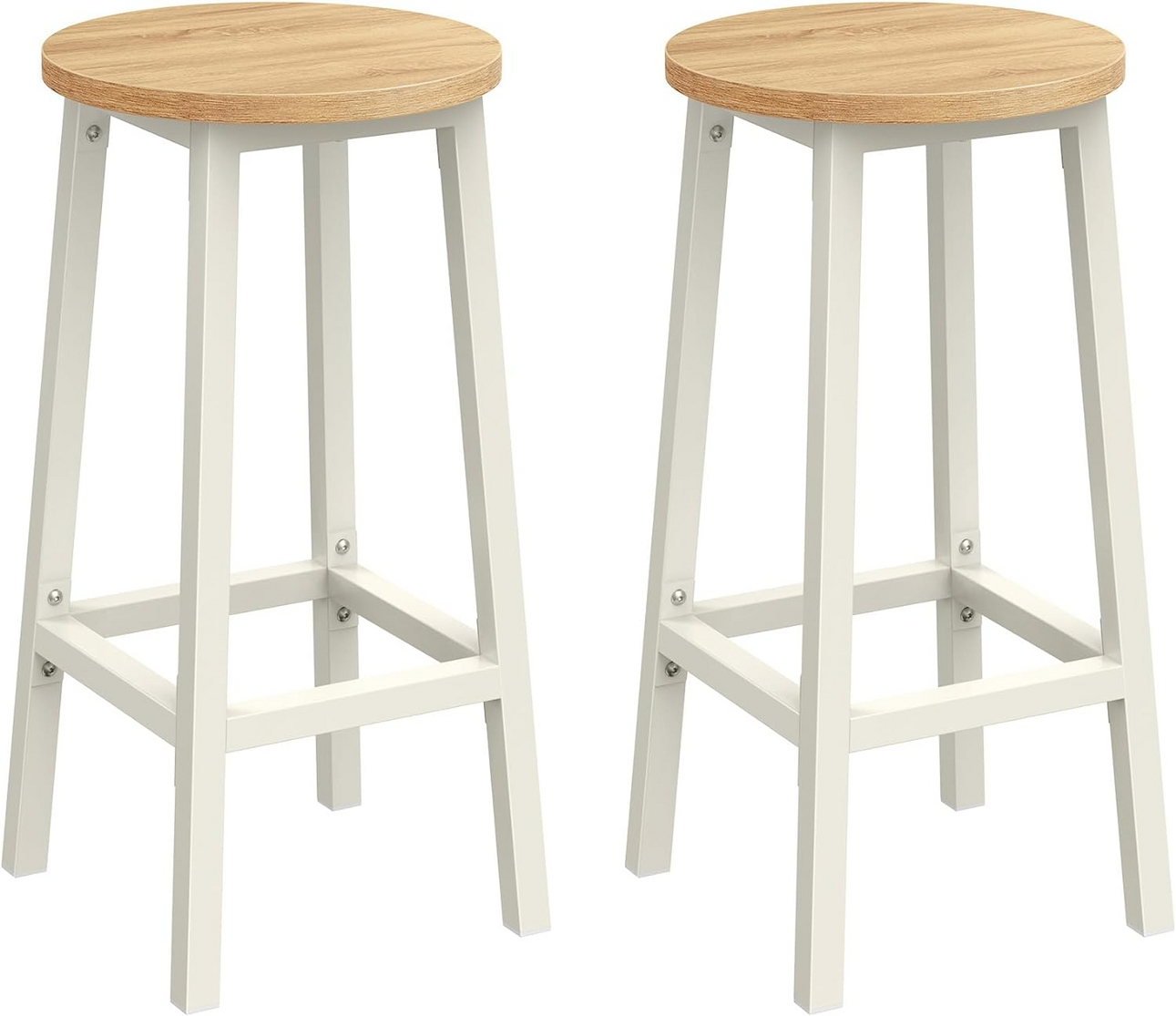 VASAGLE barkrakk, 2-pakning, med fotstøtte, beige/hvit eik, LBC032W09
