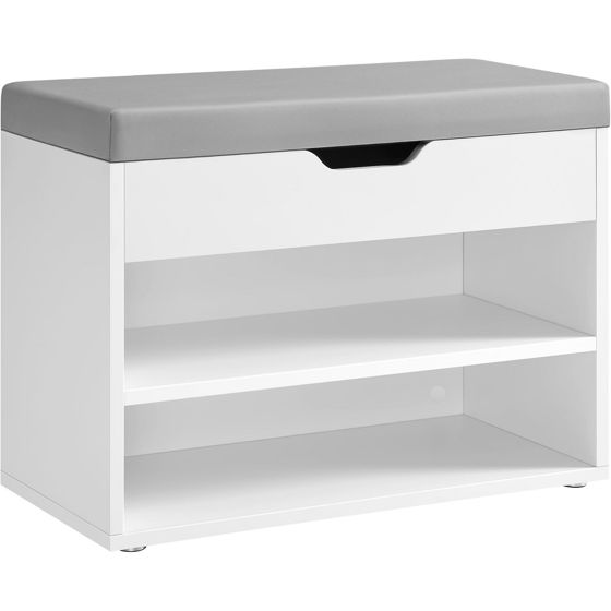 Vasagle skobenk, 30 × 60 × 44 cm, skyhvit, LHS020W01