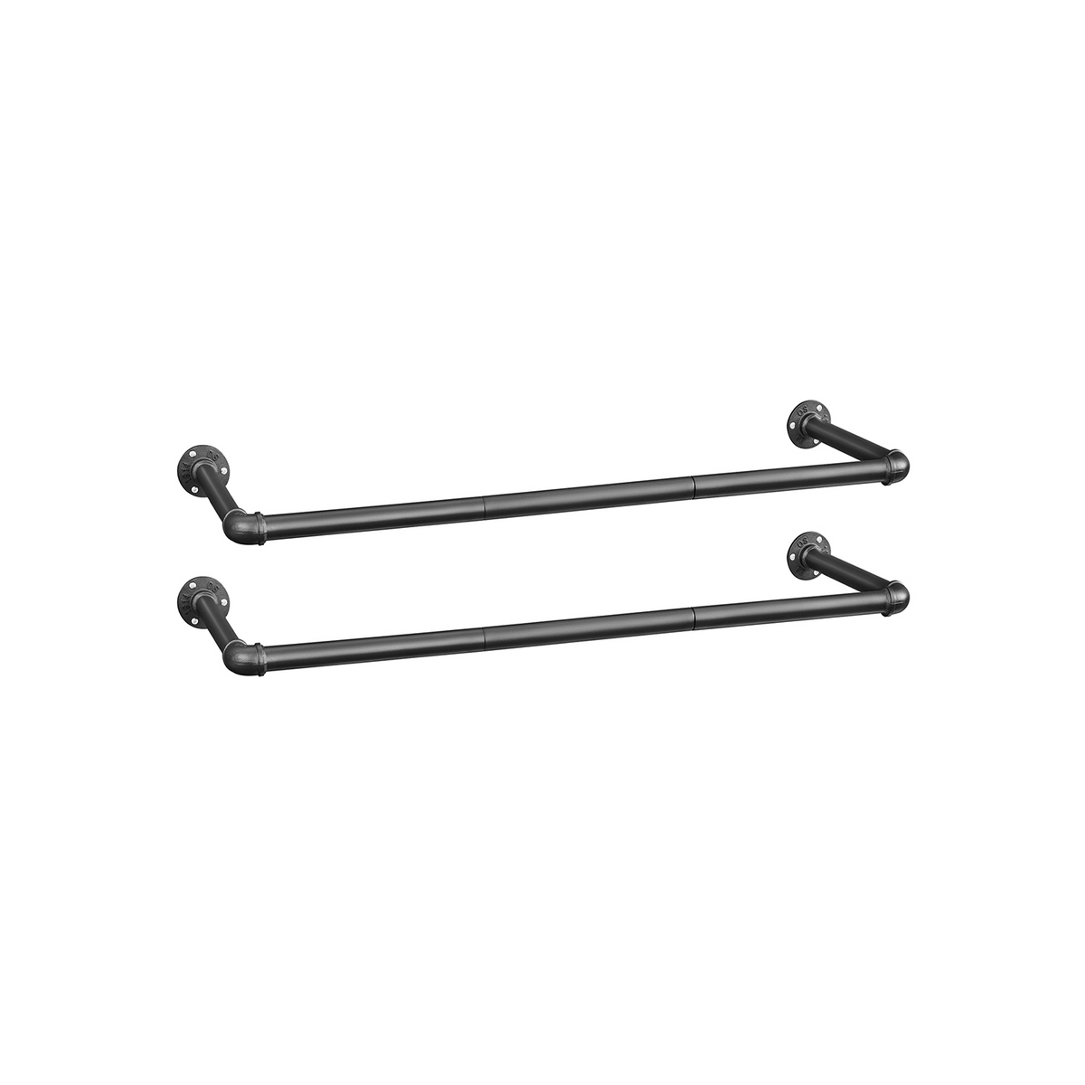 SONGMICS klesstang, 2-pakning, 92 × 30 × 7.5 cm, veggmontert, svart, HSR67BK02