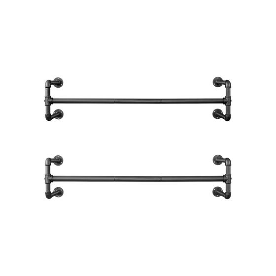 Songmics klesstativ, 2-pakning, 110 × 30 × 29.3 cm, veggmontert, svart, HSR64BK-02