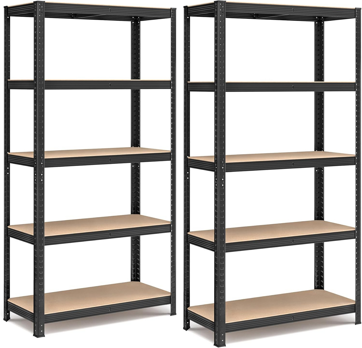 SONGMICS hyllereol, 2-pakning, 5 nivåer, 15.7 × 35.4 × 70.9 tommer, svart, GLR042B01