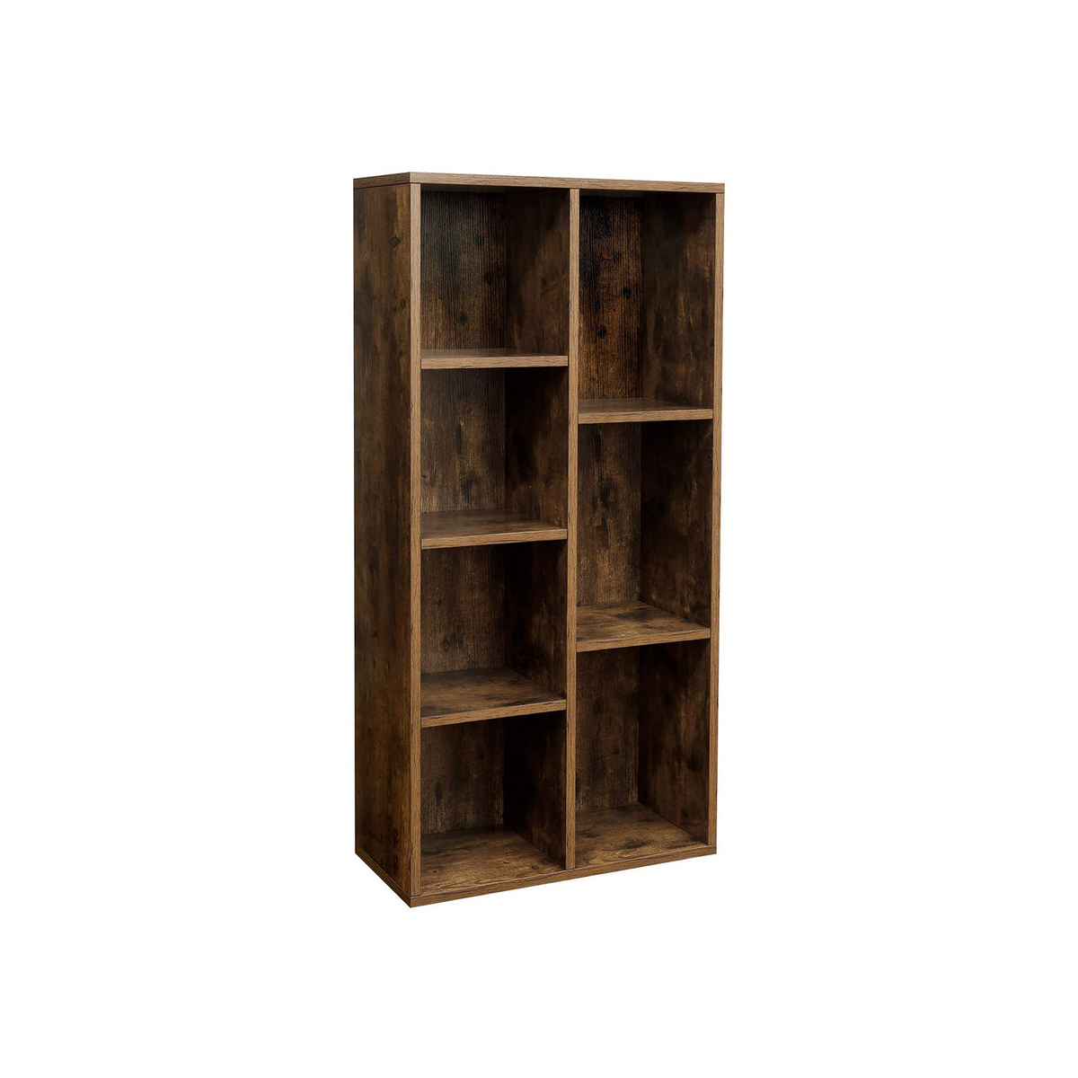 VASAGLE bokhylle, 7 rom, 50 × 24 × 106 cm, frittstående, rustikkbrun, LBC27BX