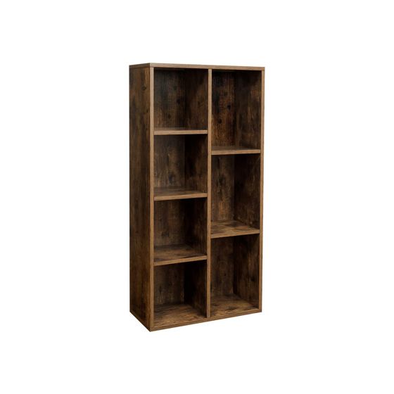 Vasagle bokhylle, 7 rom, 50 × 24 × 106 cm, frittstående, rustikkbrun, LBC27BX