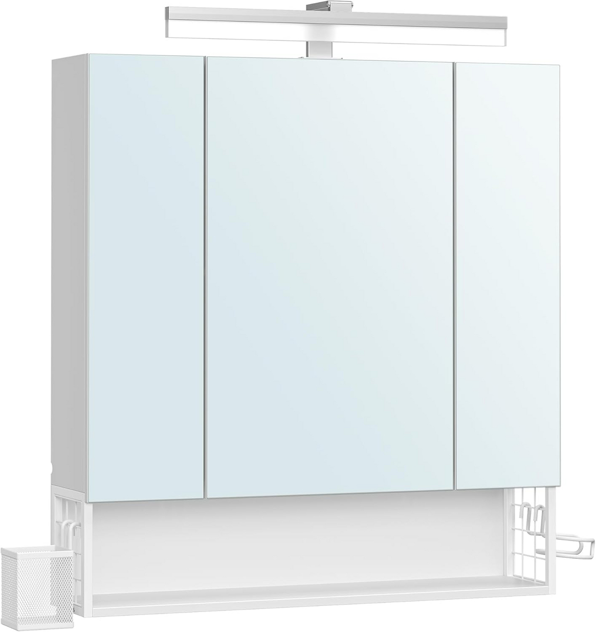 VASAGLE baderomsskap, 3 dører, 16.5 × 70 × 75 cm, hvit, BBK126W01