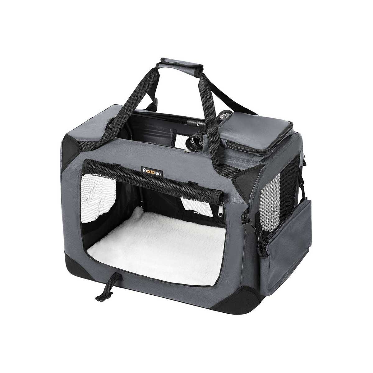 FEANDREA transportbag for kjæledyr, 70 × 52 × 52 cm, sammenleggbar, grå