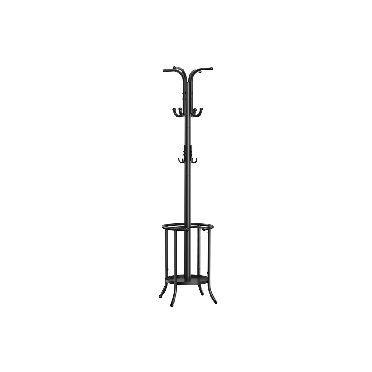 SONGMICS knaggrekke, 12 kroker, 175 cm, frittstående, svart, RCR011B01