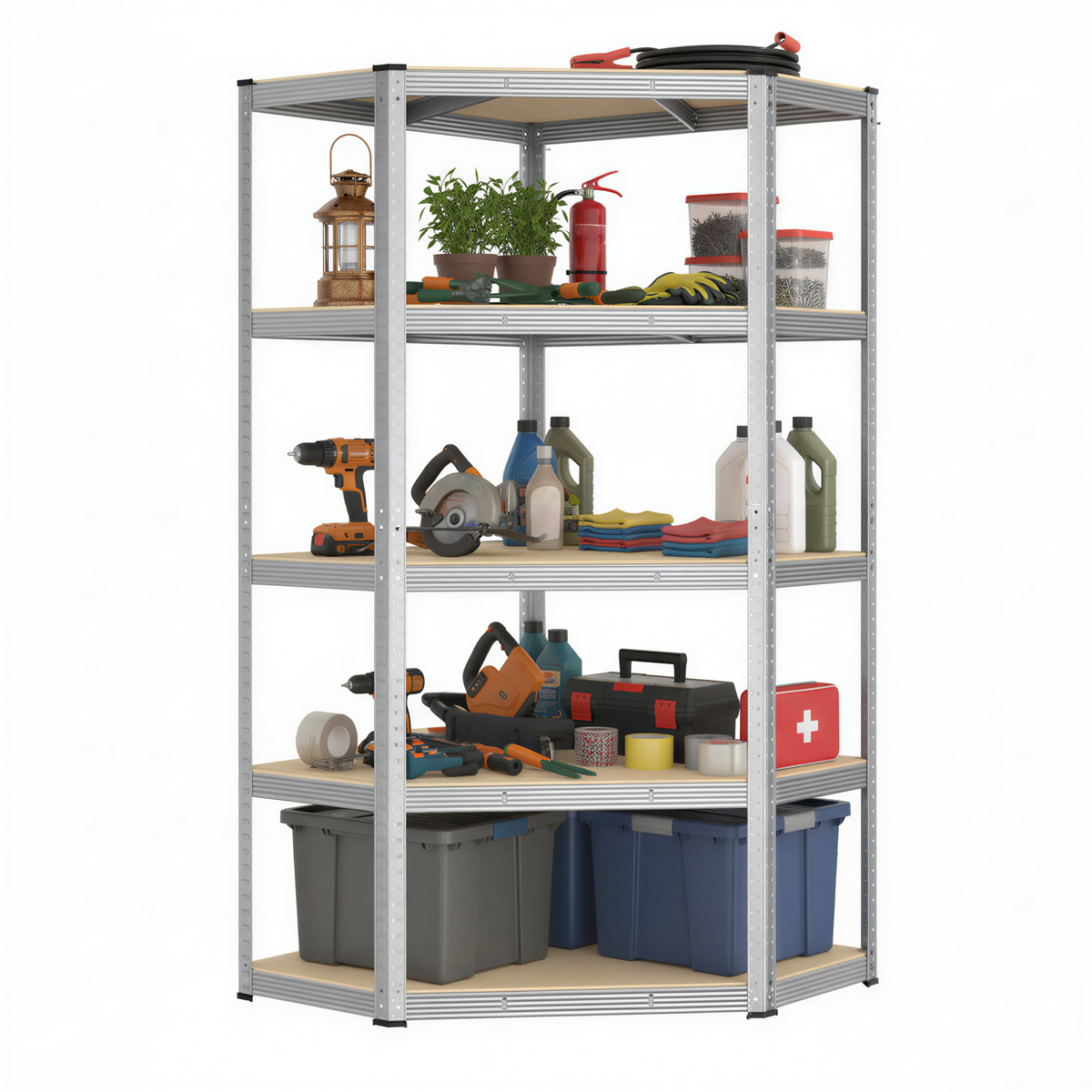 SONGMICS hyllereol, 1-pakning, 70 × 40 × 43 cm, sølv/naturbeige, GLR080E01