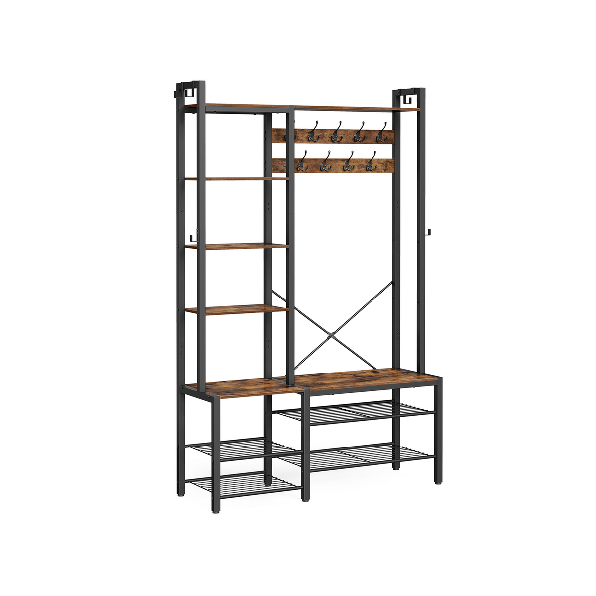 VASAGLE entremøbel, 140 × 120 × 190 cm, vintagebrun/svart, HSR426B01