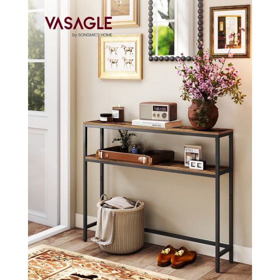 Vasagle konsollbord, 2 hyller, 20 × 100 × 80 cm, brun, LNT131K01