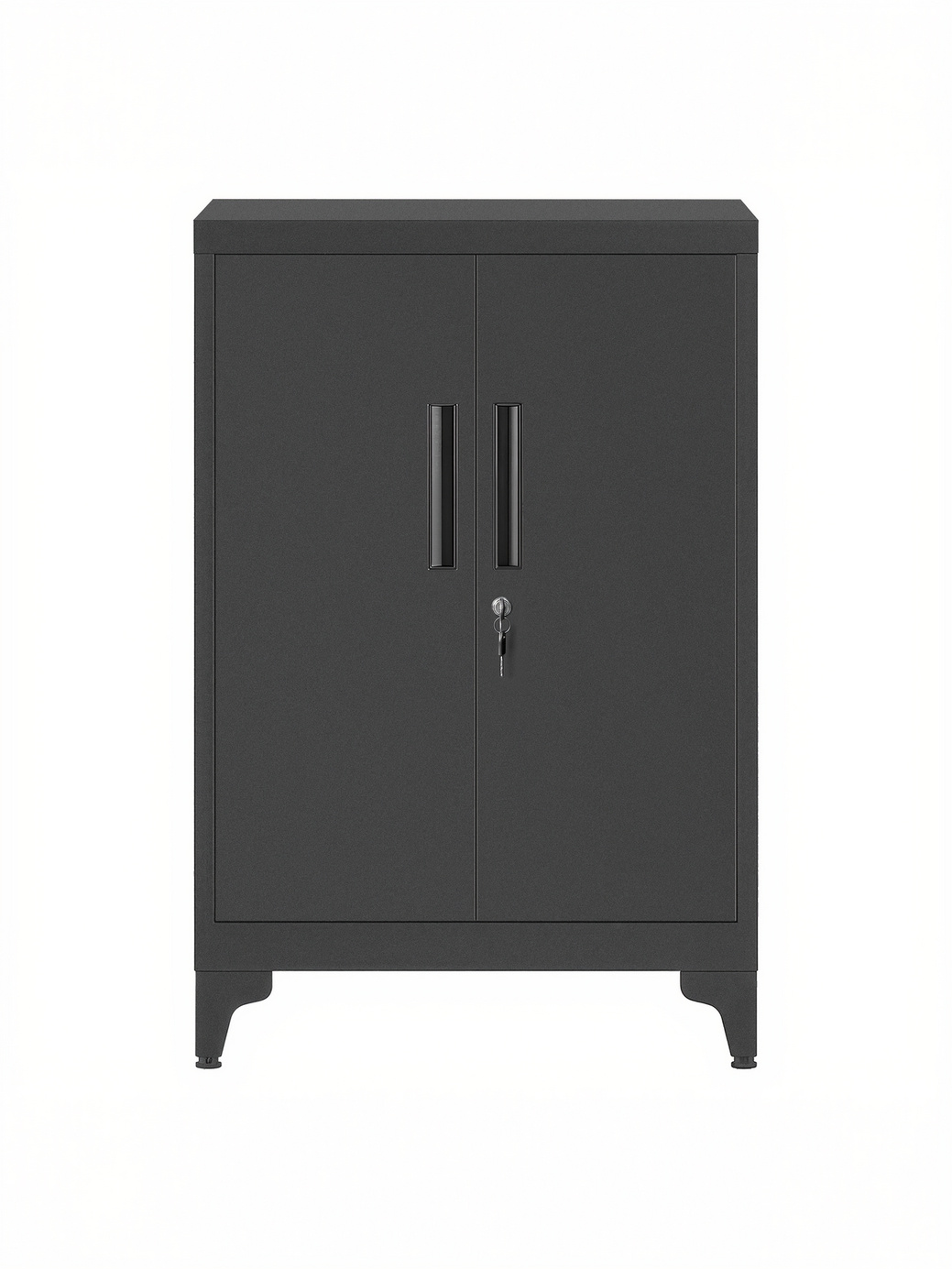 Songmics oppbevaringsskap, 2 dører, 23.7 × 15.8 × 39 tommer, justerbar hylle, svart
