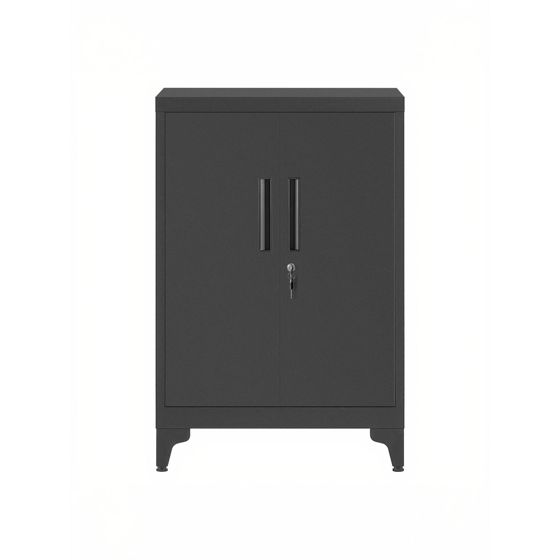 Songmics oppbevaringsskap, 2 dører, 23.7 × 15.8 × 39 tommer, justerbar hylle, svart