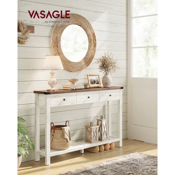 Vasagle konsollbord, 3 skuffer, honningbrun, LNT142WJ01