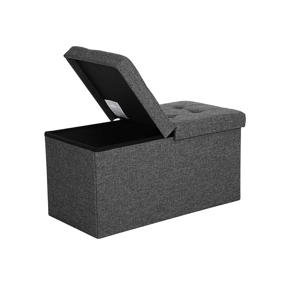 SONGMICS oppbevaringspuff, 80 L, 76 × 38 × 38 cm, sammenleggbar, mørkegrå, LSF46GYZ