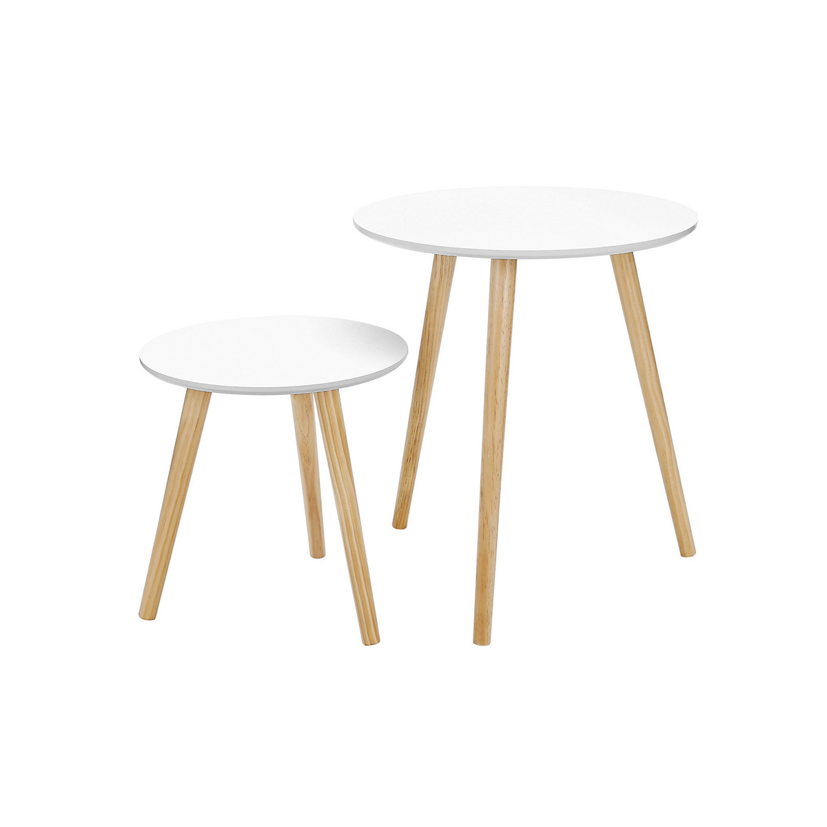 VASAGLE sidebord, 2-pakning, hvit/naturfarget, LET07WN