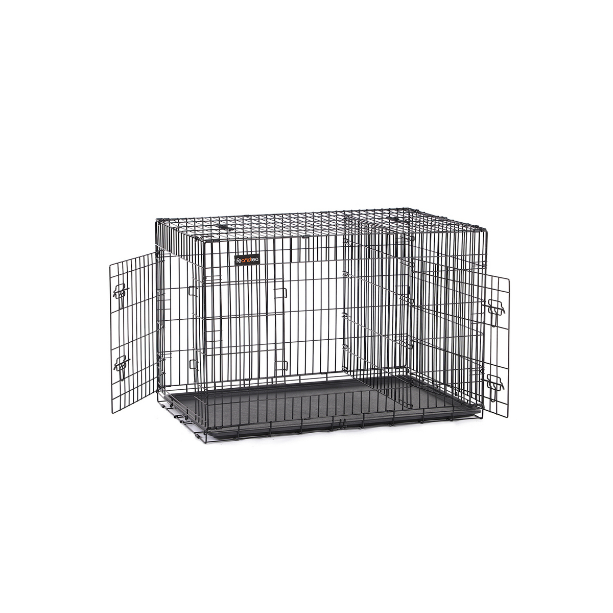 FEANDREA hundebur, 2 dører, 122 × 74.5 × 80.5 cm, svart, PPD48BK