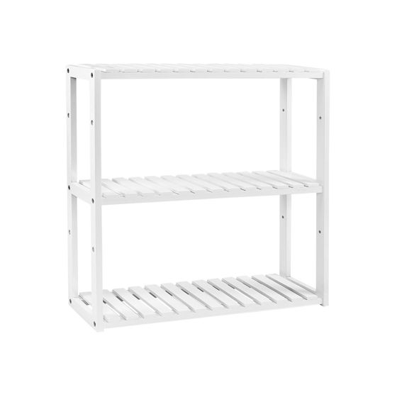 Songmics baderomshylle, 3 nivåer, 60 × 15 × 54 cm, høydejusterbar, hvit, BCB13W