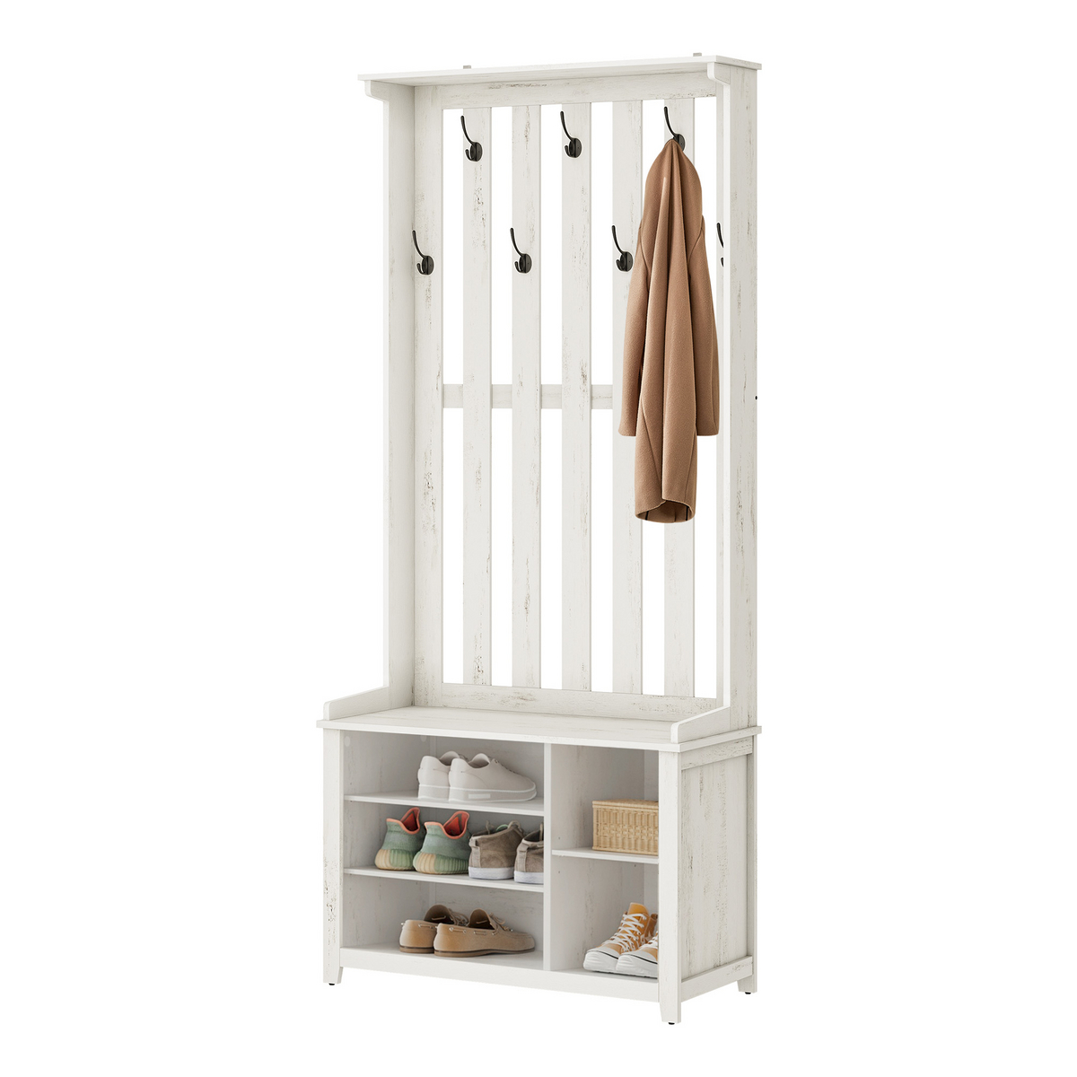 VASAGLE entremøbel, 13.8 × 31.9 × 70.9 tommer, rustikkhvit, HSR414WJ02