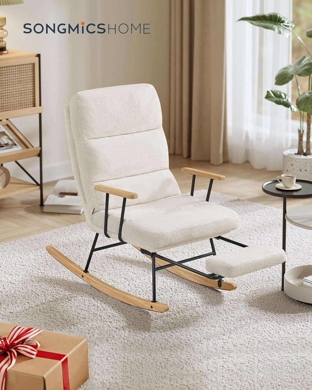 SONGMICS HOME gyngestol, justerbar, kremhvit, LYY016W01