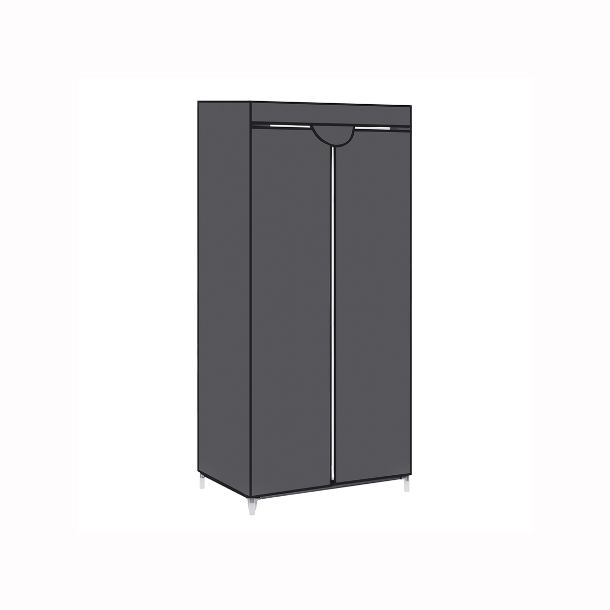 SONGMICS garderobeskap, 75 × 45 × 160 cm, sammenleggbar, grå, RYG83GY