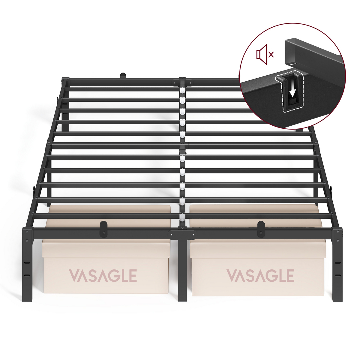 VASAGLE sengeramme, svart, RMB133B01