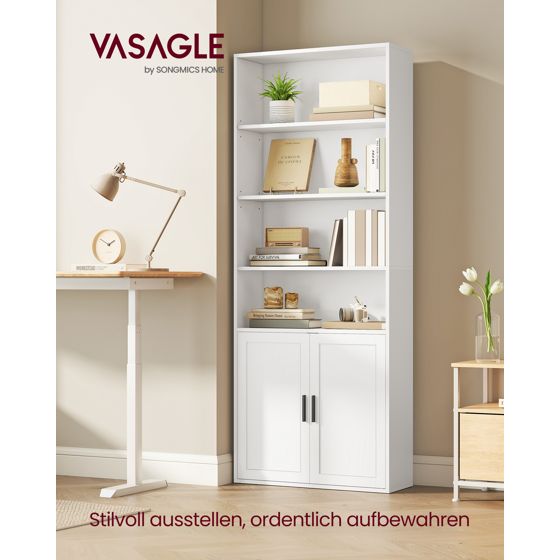 Vasagle bokhylle, 6 nivåer, 24 × 60 × 175 cm, skyhvit, LBC402W01