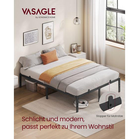 Vasagle sengeramme, 140 × 200 cm, svart, RMB134B01