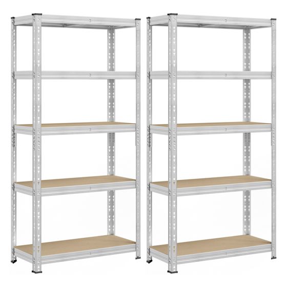 Songmics hyllereol, 2-pakning, 40 × 90 × 180 cm, justerbar hylle, sølv, GLR455E01