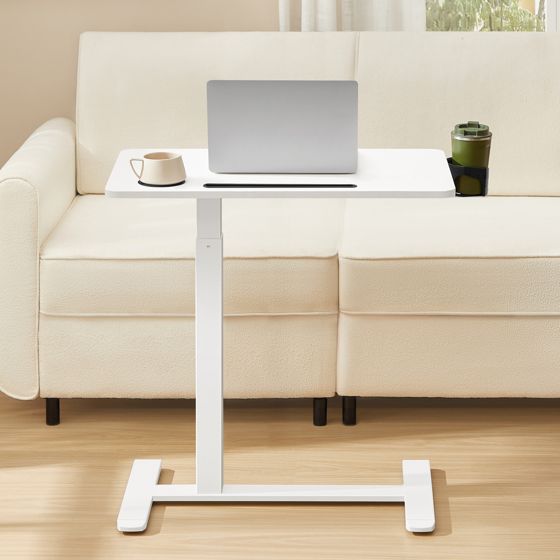 Vasagle databord, 70 × 40 cm, høydejusterbar, med hjul, skyhvit, ULSD600W01