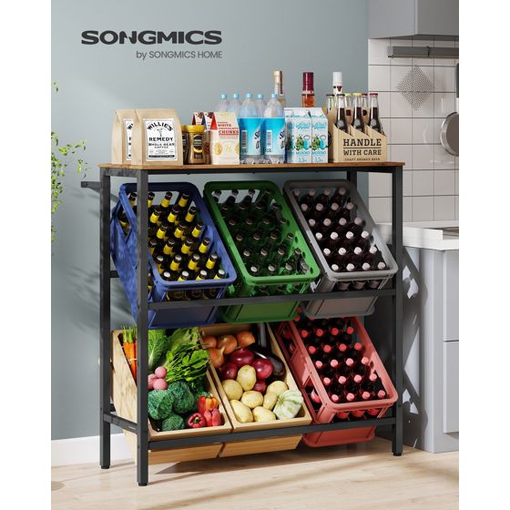 Songmics hyllereol, 2 nivåer, brun, BSC363K01